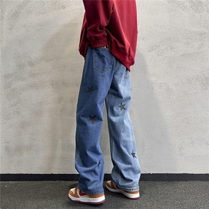 k1069-p55-控78 M-5XL 现货宽松cleanfit牛仔裤港风高阶黑暗牛仔图片