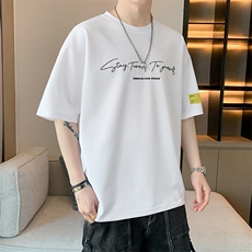 冰氧仿棉短袖店主风夏季休闲百搭字母印花男上衣TC3152-P22控48，男装T恤，星座717