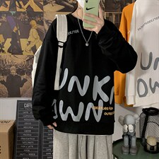 2023春季港风海报风卫衣男圆领套头印花潮流大码衣服WY02-P50控68，男装卫衣，电商A089-1