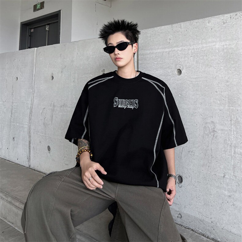 2025新款短袖t恤半袖圆领上衣街头帅气档口现货直接来拿T1854-P32，男装T恤，星座512-4