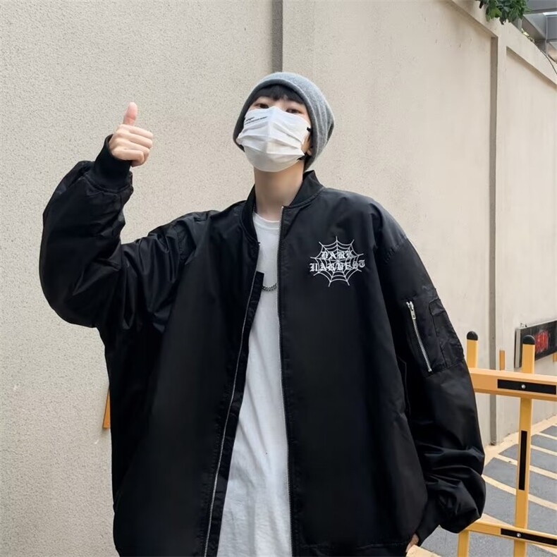 美式街头潮牌蜘蛛刺绣外套男春秋宽松设计感夹克棒球服JK1050-P62,男装夹克,星座1008-1