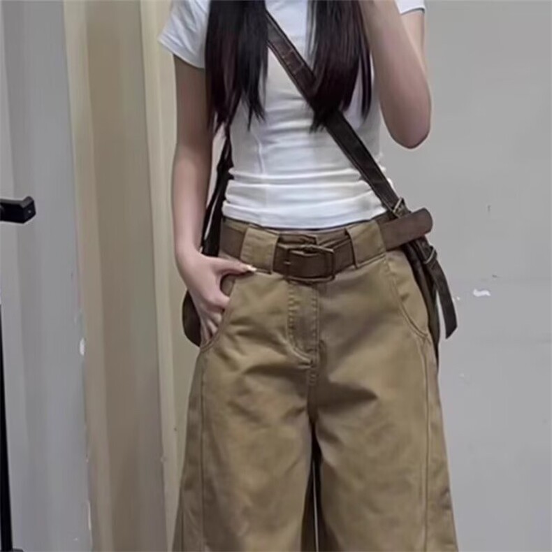 春秋季简约纯色直筒拼接休闲裤男士潮牌宽松拼接设计感工装弯刀裤,男装工装外套,星座302B-2