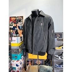 美拉德棕色皮衣外套拉链机车服飞行员夹克JK963特P78，男装夹克，星座908-1