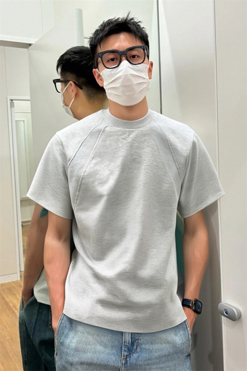 2025夏季新款大码拼接美式短袖T恤M-5XHT25425-特P20,男装T恤,电商A022