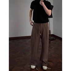 老钱风亚麻长裤A字立体打褶裁剪休闲西裤KZ629特P45，男装西裤，星座908-1
