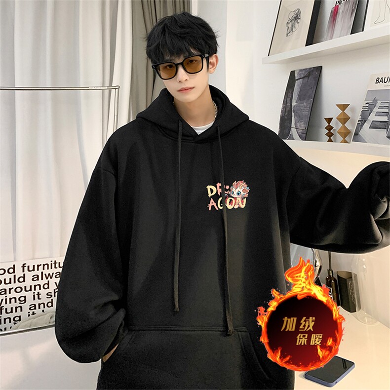 龙年卫衣冬季美式加绒加厚连帽卫衣外套DL1752常规特P35加绒特40,男装卫衣,电商A486