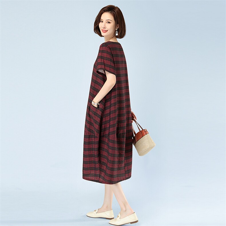 2023新款撞色连衣裙长裙单件简约休闲宽松大码连衣裙809款,女装连衣裙,秋牧寒烟