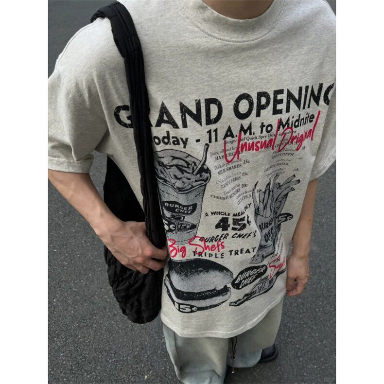TXD274LL-特P37 短袖街头汉堡印花男女短袖T恤图片