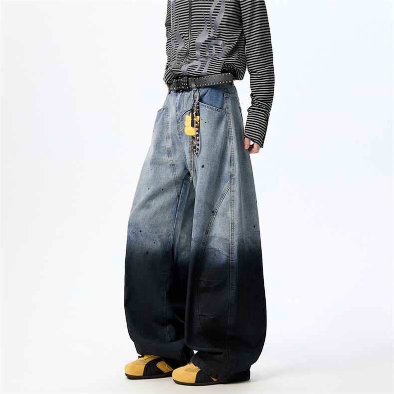 WD920现货风格店数据渐变洗水弯刀牛仔裤(P65X98)2,男装牛仔裤,电商C315