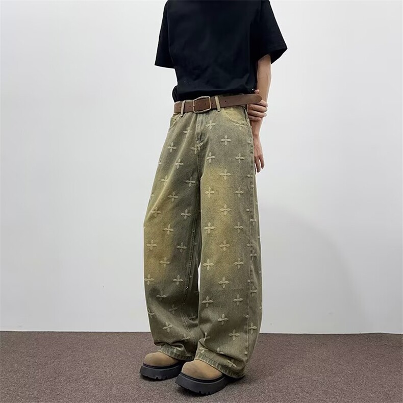 水洗做旧黑灰色版型牛仔裤男女直筒微喇cleanfit长裤潮流气质新款,男装牛仔裤,星座1210-1