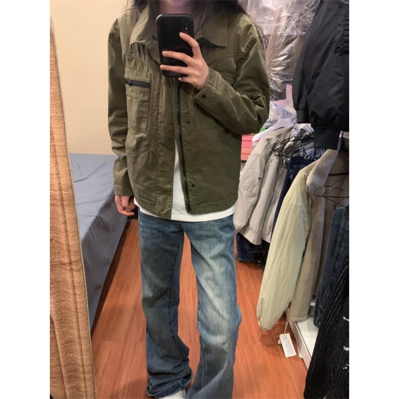 【有货】军绿色工装外套男款高级感痞帅夹克HY195CC-特P65,男装夹克,星座1007（原301D）