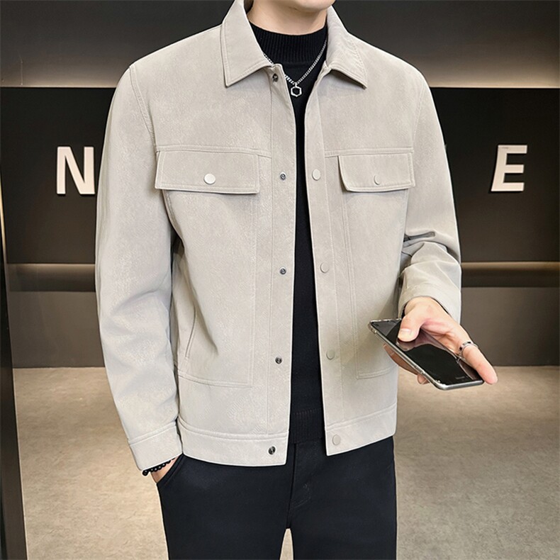 秋季夹克男2025新款工装口袋高级感皮夹克外套A313-8831-P145,男装夹克,电商A313