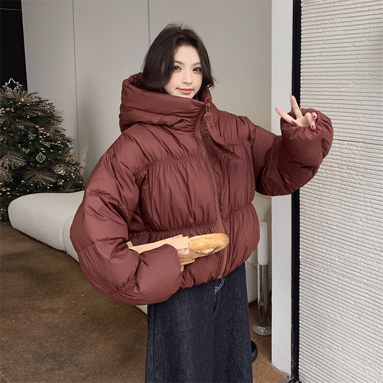 韩版设计感短款白鸭绒面包服女2025年冬季新款加厚显瘦保暖羽绒服,女装羽绒服,2C213