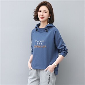 2022年秋季新款刺绣卫衣女连帽衫韩版休闲百搭长袖上衣服女棉图片