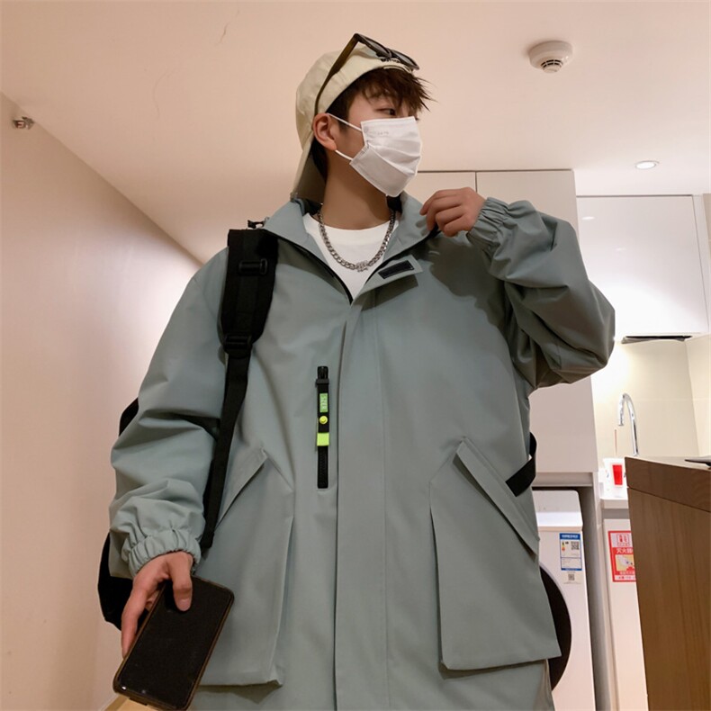 新款连帽冲锋衣夹克男港风潮流宽松休闲外套JK2306-P68,男装夹克,星座717