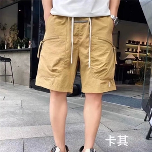 短裤男红时尚百搭潮牌休闲工装裤速干宽松直筒五分男士图片
