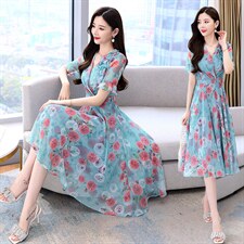 2022年夏季新款时尚印花连衣裙，女装连衣裙，金典明美