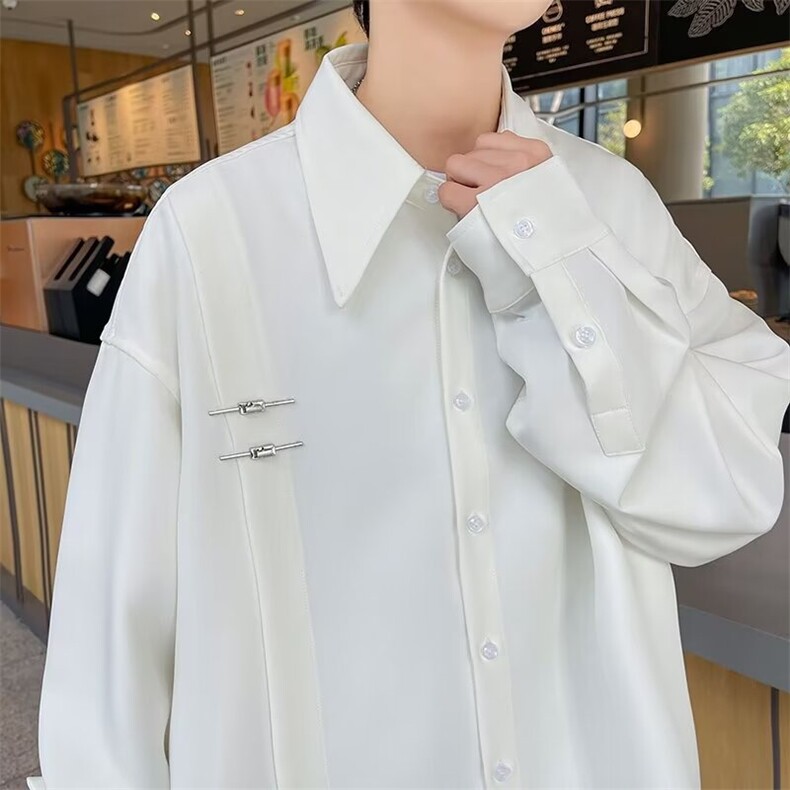 冷淡系高级感衬衫男夏季薄款设计感小众衬衣服新中式外套CS566,男装衬衫,星座601-2