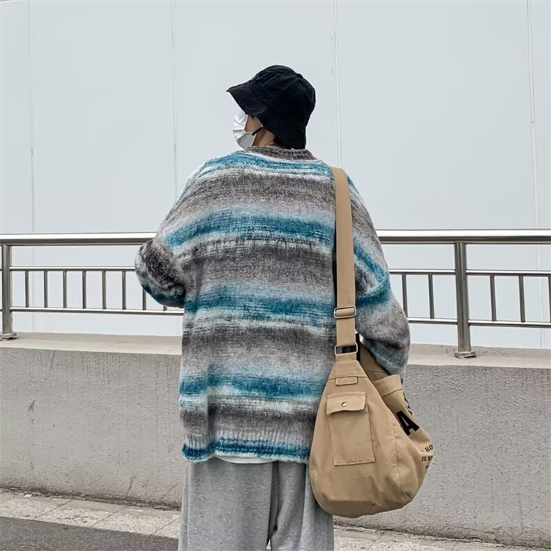 2025秋撞色拼接扎染开衫毛衣男复古针织衫外套MY7310,男装针织衫/毛衣,星座1108