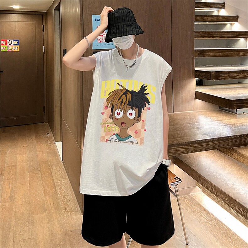 直播品质美式宽松纯棉背心无袖t恤短裤大码两件套套装TZ88-P58,男装T恤,电商A486