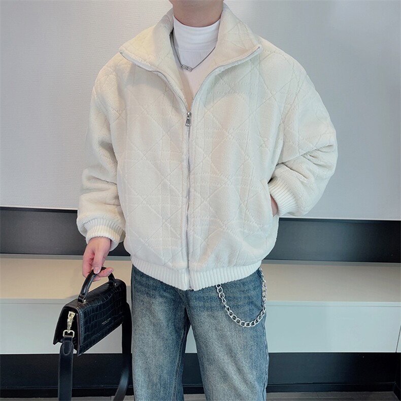 冬季高级立领宽松加绒加厚保暖羊羔毛夹克男毛毛貂绒外套M126P165,男装夹克,电商B267