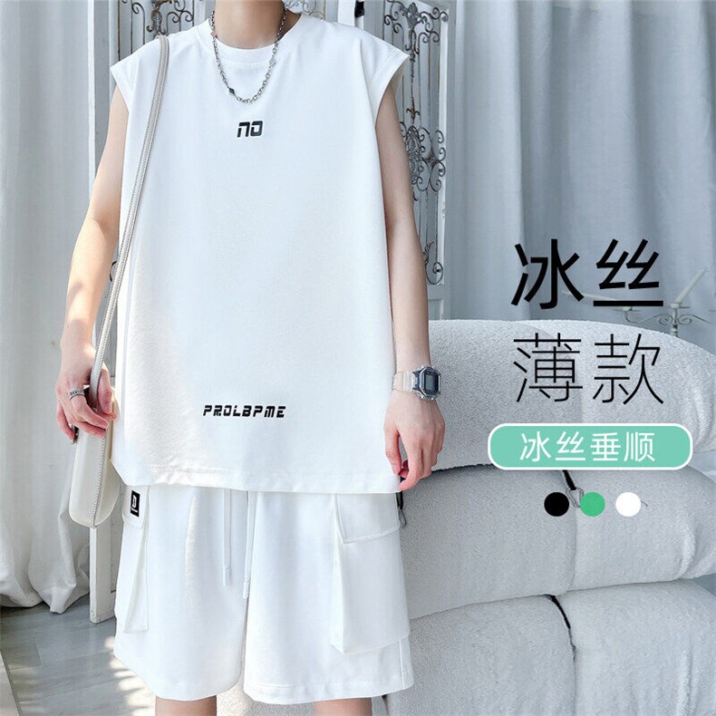 2024夏季新款旋律风车大码冰丝速干背心套装M-5XHQ24606-P75,男装背心/马甲,电商A022