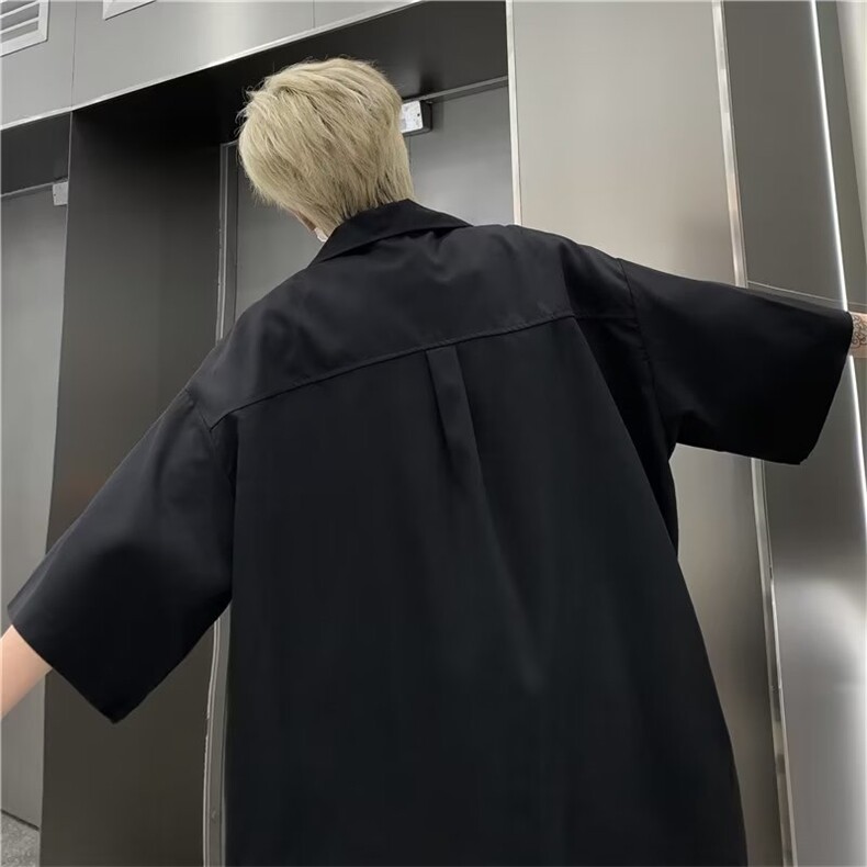 工装短袖衬衫男夏季新款日系复古半袖衬衣潮牌痞帅外套C2793-P33,男装T恤,星座1008-1