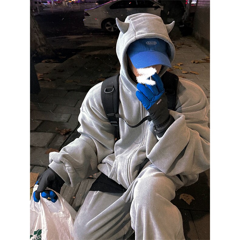 网图 小恶魔350g高克重双面摇粒绒卫衣外套男W24537-特P60控108图片