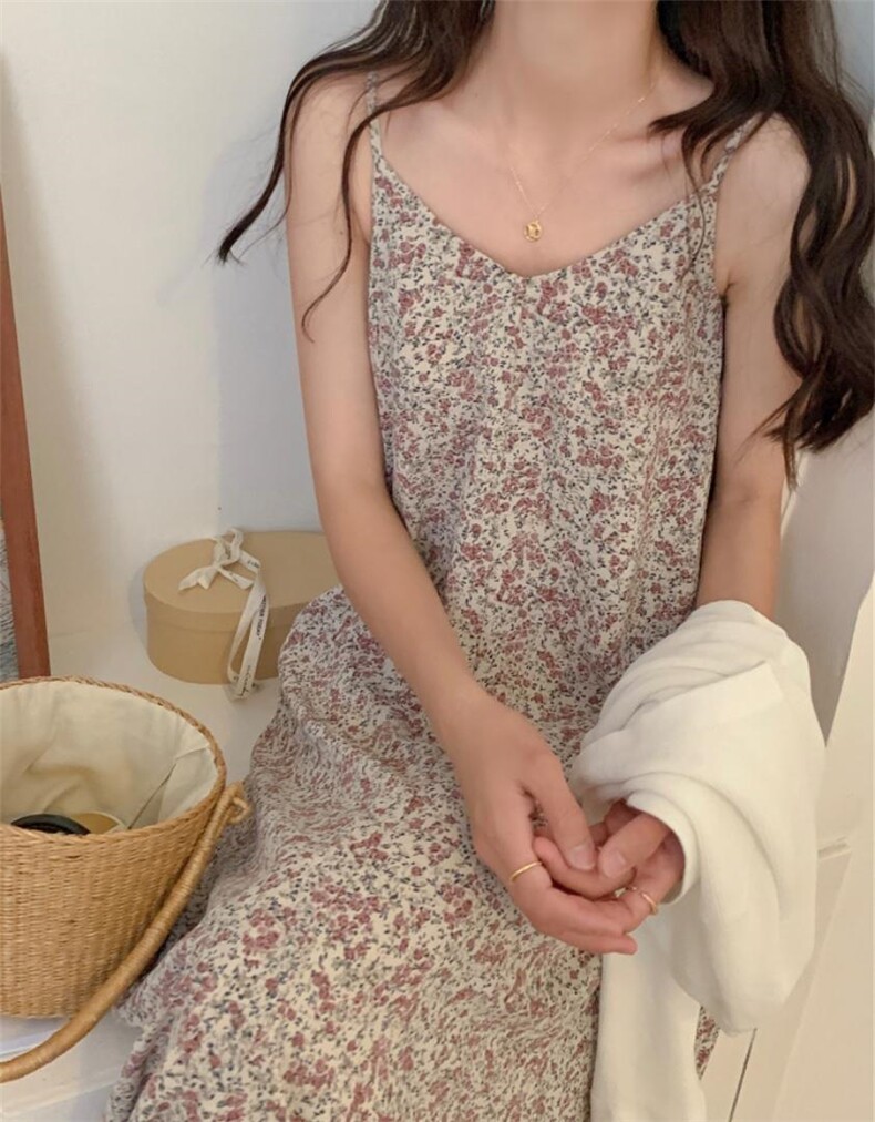 夏季新品碎花吊带裙?冰丝小披肩，女装背心吊带，DAP