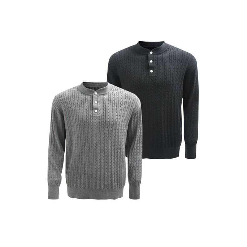 1303B-MY804-P45特P老钱风轻奢高品质亨利领绞花毛衣，男装针织衫/毛衣，星座1303B