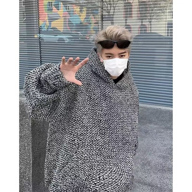 秋冬季新款男士百搭小香风编织重磅连帽卫衣潮流情侣款加绒上衣,男装卫衣,星座613