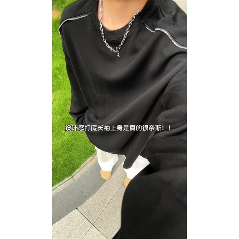 特批22数据款拉链肩美式街头T恤高品质打底衫长袖卫衣立体CX3304,男装T恤,电商A128