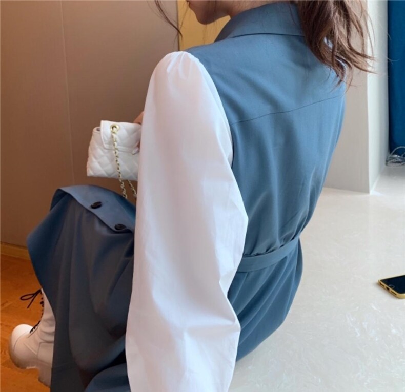 拼接棉布连衣裙，女装连衣裙，虹朵朵