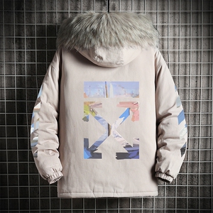 MM48130-P130 冬季大毛领衣男士大码加厚袄男服 网格挂拍图片