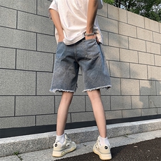 现货夏季美式复古毛边短裤五分乞丐破洞牛仔裤男K5808-P35控58，男装牛仔裤，星座205