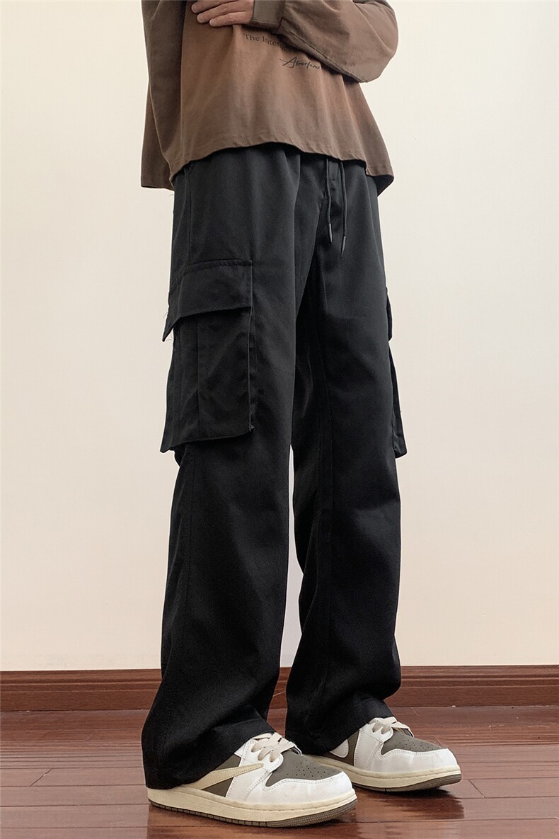 抖音新款春装拖地裤子休闲裤男宽松大口袋工装裤K505-特P38,男装工装外套,电商A099