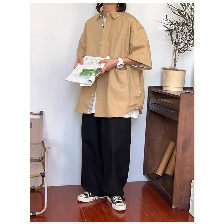 短袖衬衫男夏季薄款日系复古潮流户外中性风工装衬衣513DC1820P28,男装T恤,星座513