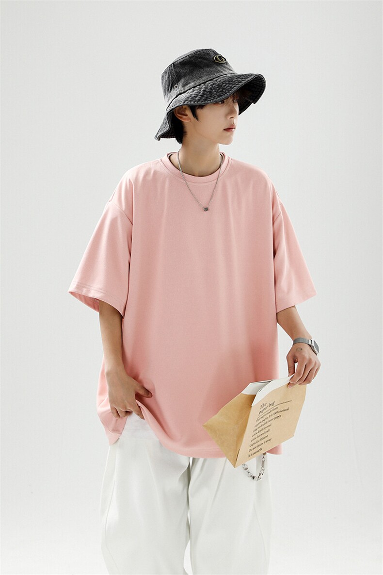 8XL-M高品质重磅棉光版纯色短袖T恤百搭款半截袖五分袖DX332特P23,男装T恤,电商D206-1