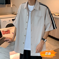 2025夏季新款t恤短袖男宽松潮流港风衬衫半袖时尚百搭CS3507-p45，男装T恤，星座717
