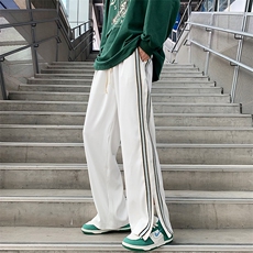 美式风裤子男高街潮秋季宽松直筒侧拉链开叉运动休闲长裤KD187，男装休闲裤，星座1116A-1（原606A）