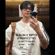 夏季美式高街重磅纯棉三条杠织带撞色男女短袖T恤STG177特P25，男装T恤，电商A486