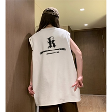 中性夏装新款麂皮绒印花可拆卸圆领宽松短袖T恤女背心D286P38，男装背心/马甲，电商A335-1（原A458）