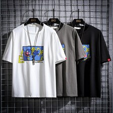 2021夏季新网格风日系大码男已注册卡通印花短袖T恤T1050-P25，男装T恤，电商A001
