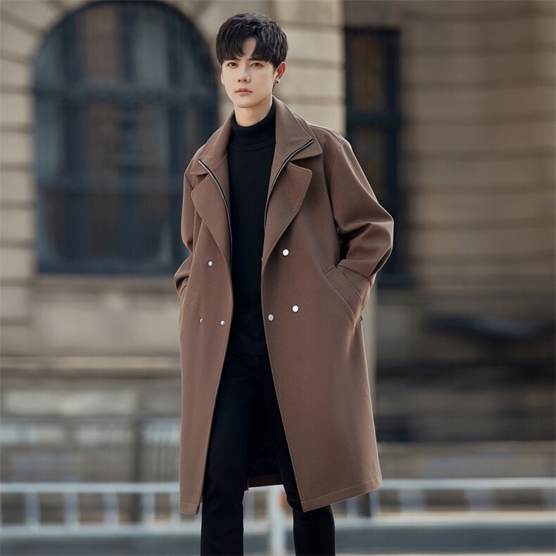 得物假两件精品毛呢男大衣男风衣男中长款大码F740-P135外景C，男装风衣，星座401