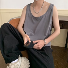 简约汗背心青春流行潮圆领潮流背心时尚纯色夏季标准新款男原宿，男装背心/马甲，星座601-2
