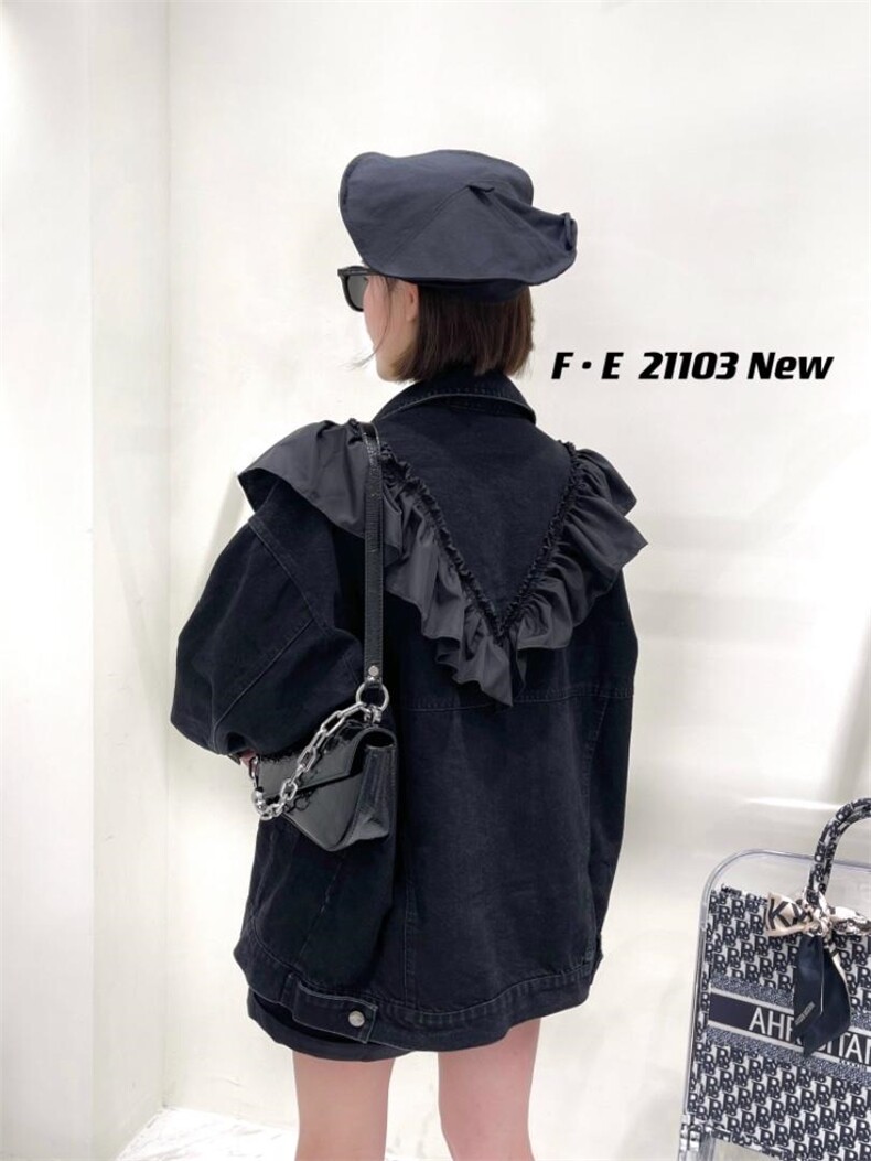 大荷叶边牛仔外套，其它，菲儿