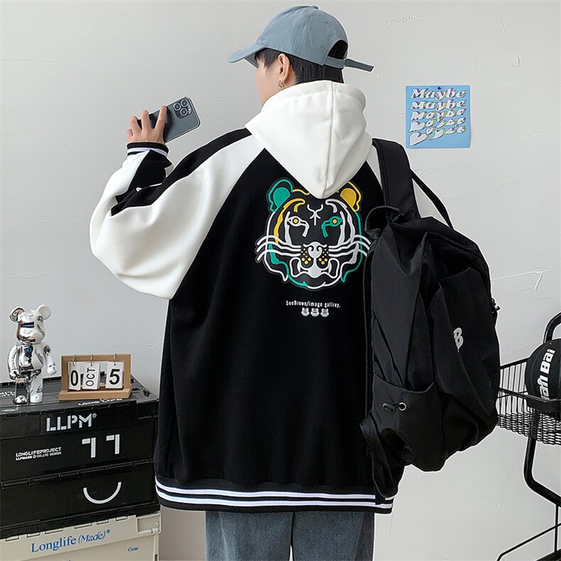 2024春装新品男士青少年时尚百搭开衫夹克印花棒球服外套968-P60,男装夹克,电商A441-1