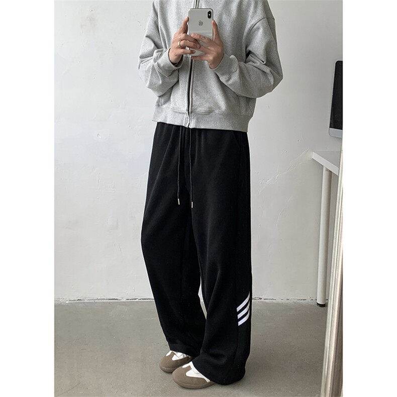 春秋季条纹复古休闲裤潮牌宽松休闲百搭垂感运动卫裤,男装休闲裤,星座410-7