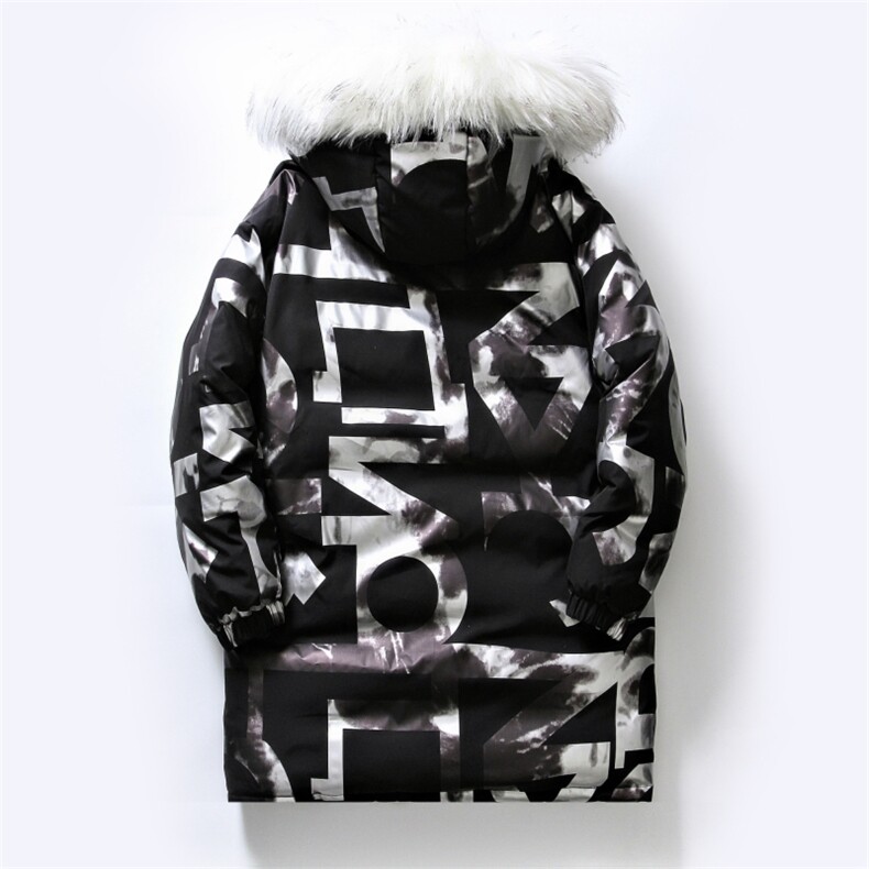 白底平铺冬季新款90%白鸭绒毛领连帽羽绒服男XZ109-Y1258-P248，男装羽绒服，星座109