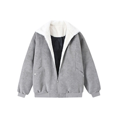 现货冬季美拉德毛领雾面PU皮棉服加绒加厚保暖百搭设计款情侣棉衣，男装棉衣，电商A443